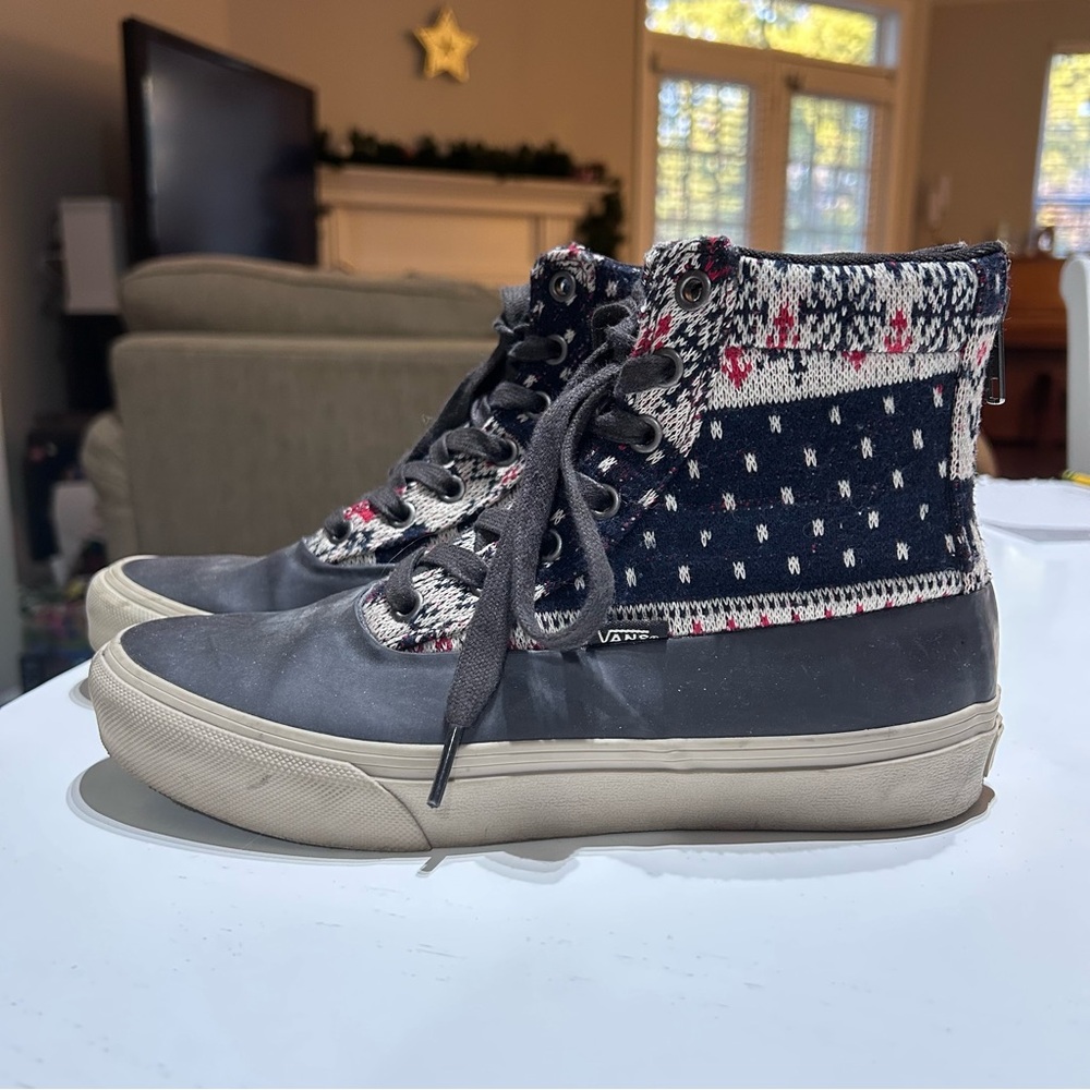 *rare* VANS Nordic Fair Isle Sweater Zip-up Sk8 Hi size 6 - Picture 2 of 8